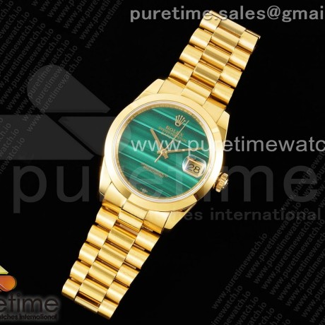 DD공장 롤렉스 데이데이트 36 옐로우골드금통 그린스톤다이얼 브레이슬릿 Day Date 36 YG DDF Best Edition Polished Bezel Green Stone Dial on YG Bracelet A2836