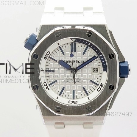 JF공장 V8 오데마피게 로얄오크 오프쇼어 다이버 15710 Audemars Piguet Royal Oak Offshore Diver 스틸 화이트/네이비 러버