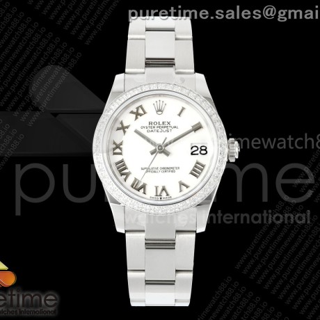 AR공장 롤렉스 레이디 데이저스트 31 화이트다이얼 로만인덱스 다이아몬드베젤 오이스터브레이슬릿 DateJust 31 SS ARF 1:1 Best Edition White Roman Dial Diamonds Bezel on Oyster Bracelet ETA2688