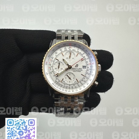 KOR공장 브라이틀링 내비타이머 41미리 화이트다이얼 Navitimer 1 41mm SS/RG KOR 1:1 Best Edition White Dial on SS Bracelet A7750(Free leather strap)