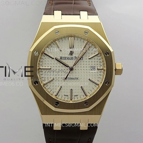 APS공장 오데마피게 로얄오크 15400 로즈골드금통 실버다이얼 브라운가죽스트랩 텅스텐 Royal Oak 41mm 15400 RG APSF 1:1 Gain Weight Best Edition Silver Dial on Brown Leather Strap SA3120 Super Clone V4