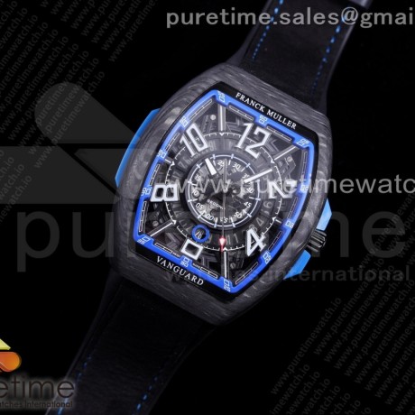 OX공장 뱅가드레이싱 카본 블루다이얼 러버스트랩 Vanguard Racing Carbon Blue Skeleton Dial on Black Rubber Strap NH35A