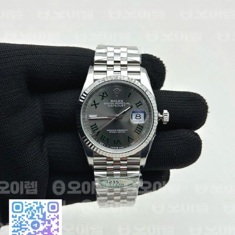 Clean공장 롤렉스 데이저스트 36 스틸 윔블던 슬레이트로만 그레이다이얼 쥬빌레브레이슬릿DateJust 36 126234 Clean 1:1 Best Edition 904L Steel Gray Dial Green Roman Markers on Jubilee Bracelet VR3235 클린공장