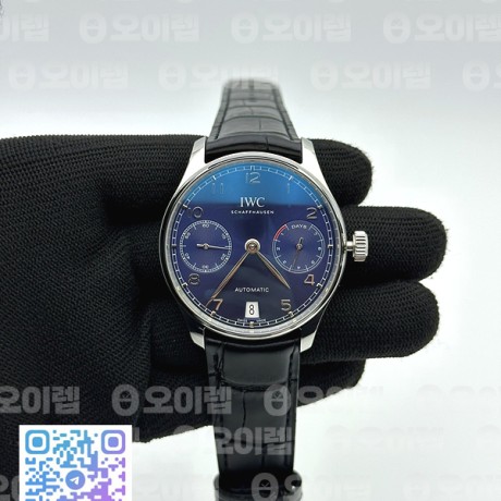 ZF공장 V5 IWC 포르투기저500710 세븐데이즈 부엉이 스틸 블루다이얼 Portuguese Real PR IW500710 Blue Dial on Black Leather Strap A52010