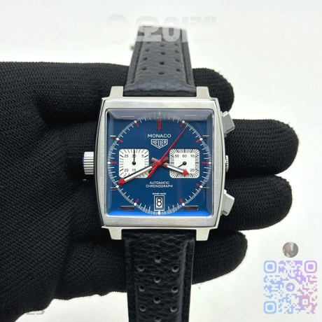 태그 모나코 쿼츠 블루다이얼 가죽스트랩 Tag Monaco Chronograph SS/LE Blue Jap VK64A