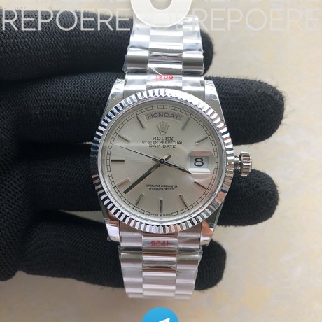 GM공장 데이데이트 36 실버다이얼 2836 Day Date 36 128239 GMF 1:1 Best Edition 904L Steel Silver Dial Diamonds Markers on Bracelet A2836