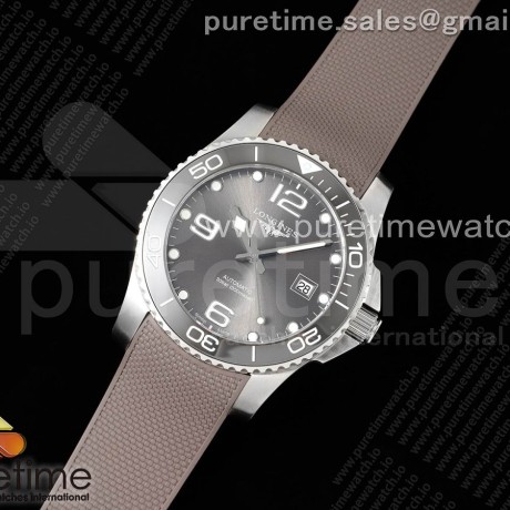 ZF공장 론진 하이드로콘퀘스트 스틸 그레이다이얼 러버스트랩 Conquest SS Gray Ceramic Bezel SS ZF 1:1 Best Edition Gray Dial on Brown Rubber Strap A2824