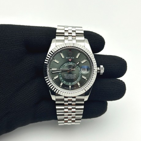 ZF공장 롤렉스 스카이드웰러 스틸 그린다이얼 브레이슬릿 Sky-Dweller 326934 904L SS ZF 1:1 Best Edition Green Dial on SS Jubilee Bracelet A2824