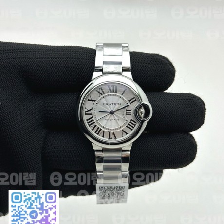 AF공장 까르띠에 발롱블루 33MM 스틸 화이트다이얼 브레이슬릿 BALLON BLEU 33MM SS WHITE TEXTURED DIAL ON SS BRACELET CAL.076