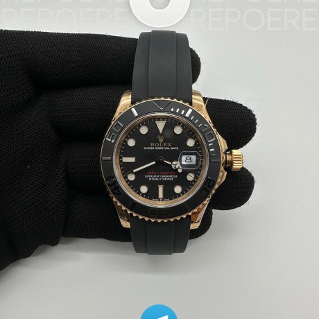 VS공장 롤렉스 요트마스터 40 에버로즈골드금통 블랙다이얼 러버스트랩 3135 116655 Rolex Yachtmaster 40 Rosegold Rubber Strap
