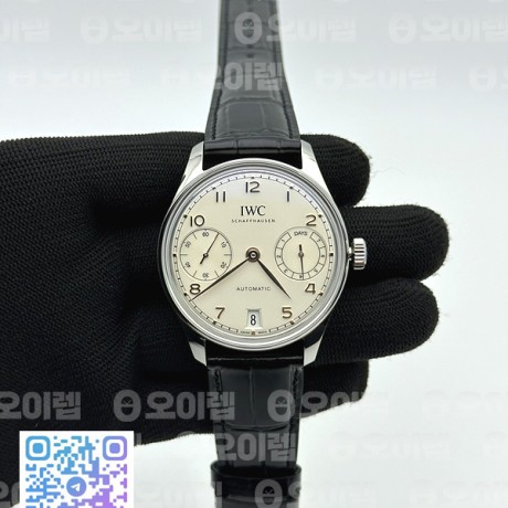 APS공장 IWC 포르투기저 오토메틱 스틸 화이트다이얼 블랙가죽스트랩 Portugieser Automatic 42mm SS APSF 1:1 Best Edition White Dial RG Marker on Black Leather Strap A52011