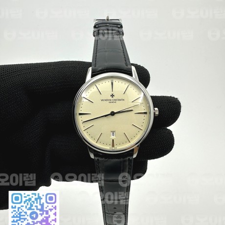 FK공장 바쉐론콘스탄틴 패트리모니 화이트다이얼 가죽스트랩 Patrimony Date SS White Dial on Black Leather Strap MIYOTA 9015