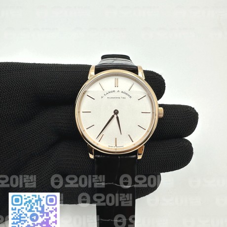 OX공장 아랑에운트죄네 색소니아 로즈골드 금통 화이트다이얼 가죽스트랩