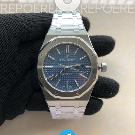 APS공장 오데마피게 로얄오크 15400 스틸 블루다이얼 브레이슬릿 Royal Oak 41mm 15400 SS APSF 1:1 Best Edition Blue Textured Dial on SS Bracelet A3120 Super Clone