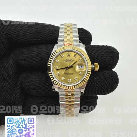 GM공장 롤렉스 레이디 데이저스트 28 샴페인다이얼 다이아몬드인덱스 주빌레브레이슬릿 DJ Ladies 28mm Jub Flt 904L YG/SS Gold/Dia GMF A2671