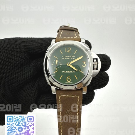 HW공장 파네라이 PAM911 스틸 그린다이얼 가죽스트랩