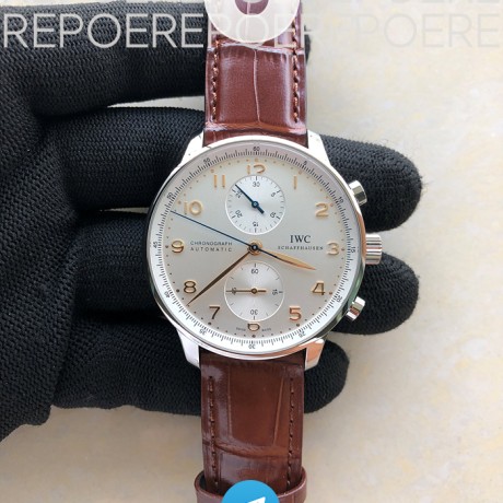ZF공장 IWC 포르투기저 크로노그래프 골드핸즈 브라운가죽스트랩 PORTTGUESE IW371445 v3버전