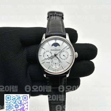 V9공장 예거르쿨트르 마스터 울트라씬 퍼펙츄얼 캘린더 화이트다이얼 가죽스트랩  Master Ultra Thin Perpetual Calendar SS White Dial on Black Leather Strap A868