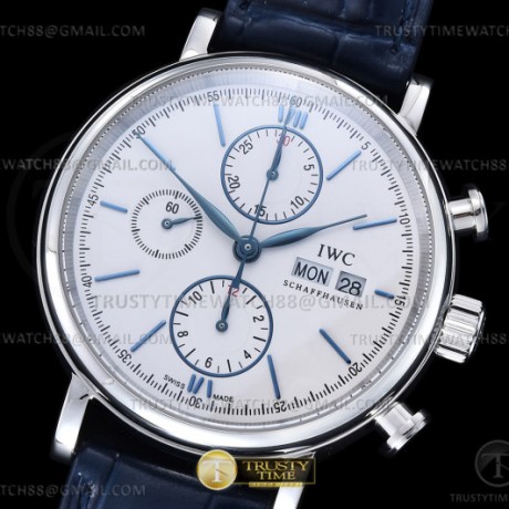 TW공장 IWC 포르토피노 크로노 스틸 화이트다이얼 블루가죽스트랩 Portofino Chrono IW3910 SS/LE Wht/Blue Stk TWF A7750
