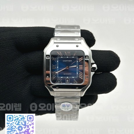 BV공장 까르띠에 산토스 40MM 라지 2018 스틸 블루다이얼 브레이슬릿 Santos de Cartier 40mm 2018 Blue Dial on SS SmartLinks Bracelet MIYOTA 9019