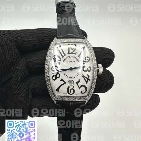 프랭크뮬러 카사블랑카 스틸 풀다이아몬드화이트앤블랙다이얼 블랙가죽스트랩 Casablanca SS Full Paved Diamonds White/Black Dial on Black Leather Strap MIYOTA 8215