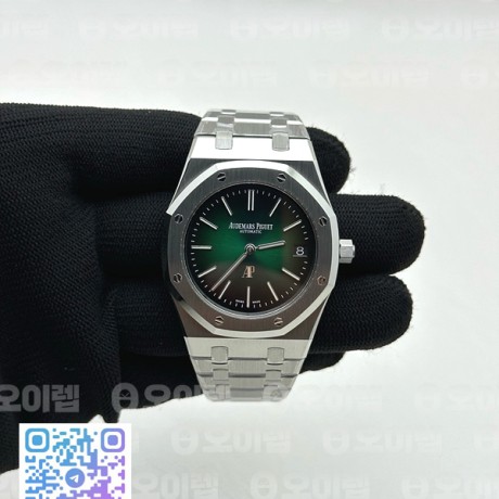 ZF공장 오데마피게 로얄오크 16202 그린다이얼 브레이슬릿 50주년기념판 Royal Oak 39mm 16202 "50th Anniversary" SS ZF 1:1 Best Edition Green Textured Dial on SS Bracelet A7121