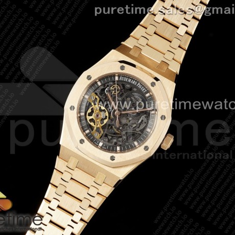 ZF공장 오데마피게 로얄오크 15407 로즈골드금통 스켈레톤다이얼 브레이슬릿 Royal Oak 41mm Skeleton 15407 RG ZF 1:1 Best Edition Skeleton Dial on RG Bracelet A3132