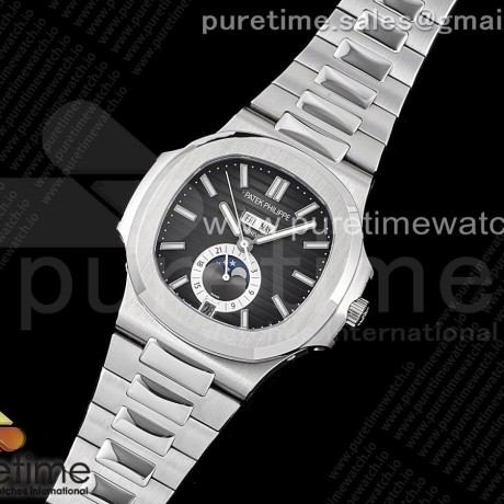 GR공장 V3 노틸러스 애뉴얼캘린더 블랙다이얼 Nautilus 5726 Complicated SS GRF 1:1 Best Edition Black Textured Dial on SS Bracelet A324 V3