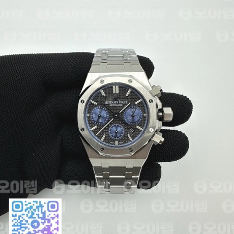 IP공장 오데마피게 로얄오크 크로노그래프 스틸 블랙다이얼 블루서브다이얼 브레이슬릿 Royal Oak Chrono 26331ST SS IPF 1:1 Best Edition Black Dial Blue subdial on SS Bracelet A7750