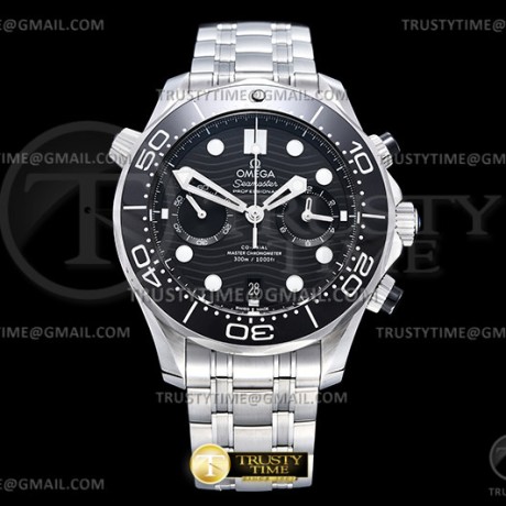 OM공장 오메가 2018 씨마스터 300M 크로노그래프 스틸 블랙다이얼 브레이슬릿 Seamaster 300m 2018 Chrono SS/SS Blk OMF Asia 9900