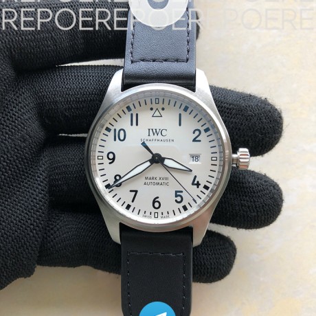 V7공장 IWC 파일럿 마크18 스틸 화이트다이얼 가죽스트랩 Mark XVIII IW327002 V7F 1:1 Best Edition White Dial on Black Leather Strap