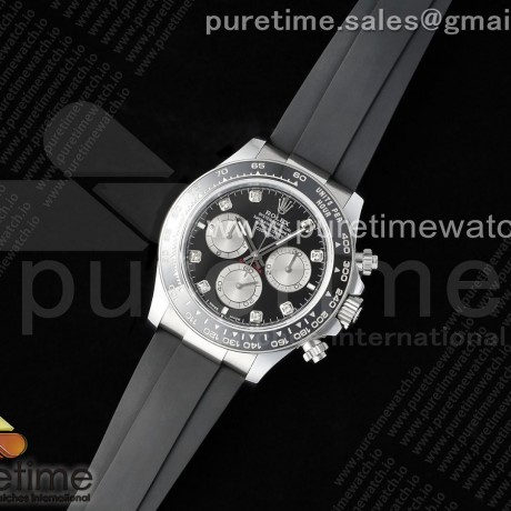 QF공장 롤렉스 세라믹 데이토나 블랙8P다이아몬드다이얼 러버스트랩 Daytona 116519 QF 1:1 Best Edition Black/White Diamonds Dial on Oysterflex Strap SH4130 V3 (Gain Weight)