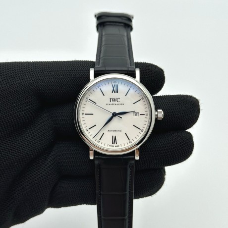 ZF공장 IWC 포르토피노 오토메틱 40 스틸 화이트다이얼 블루핸즈 가죽스트랩 Portofino Automatic 40mm SS/LE Wht/Blk Stk ZF A9019