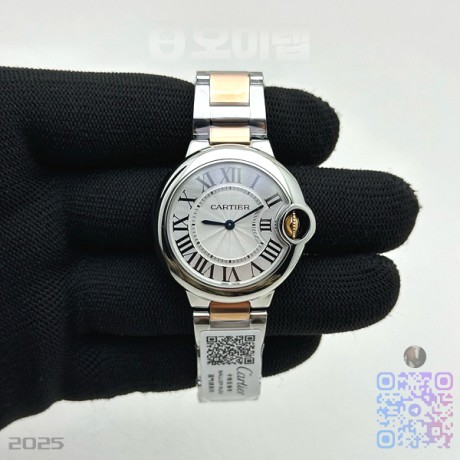 AF공장 까르띠에 발롱블루 33MM 로즈골드콤비 화이트다이얼 브레이슬릿 Ballon Bleu 33mm SS/RG White Textured Dial on SS/RG Bracelet Jap Quartz