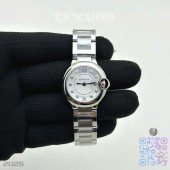 AF공장 까르띠에 발롱블루 28mm 화이트다이얼 다이아몬드인덱스 브레이슬릿 Ballon Bleu Ladies 28mm SS AF 1:1 Best Edition White Diamonds Dial Bezel on SS Bracelet Ronda Quartz