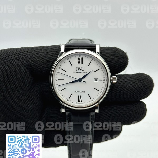 V7공장 포르토피노 화이트다이얼 악어스트랩 V7공장 Portofino '150 Years' IW356519 White Dial on Black Croco Strap ETA2892