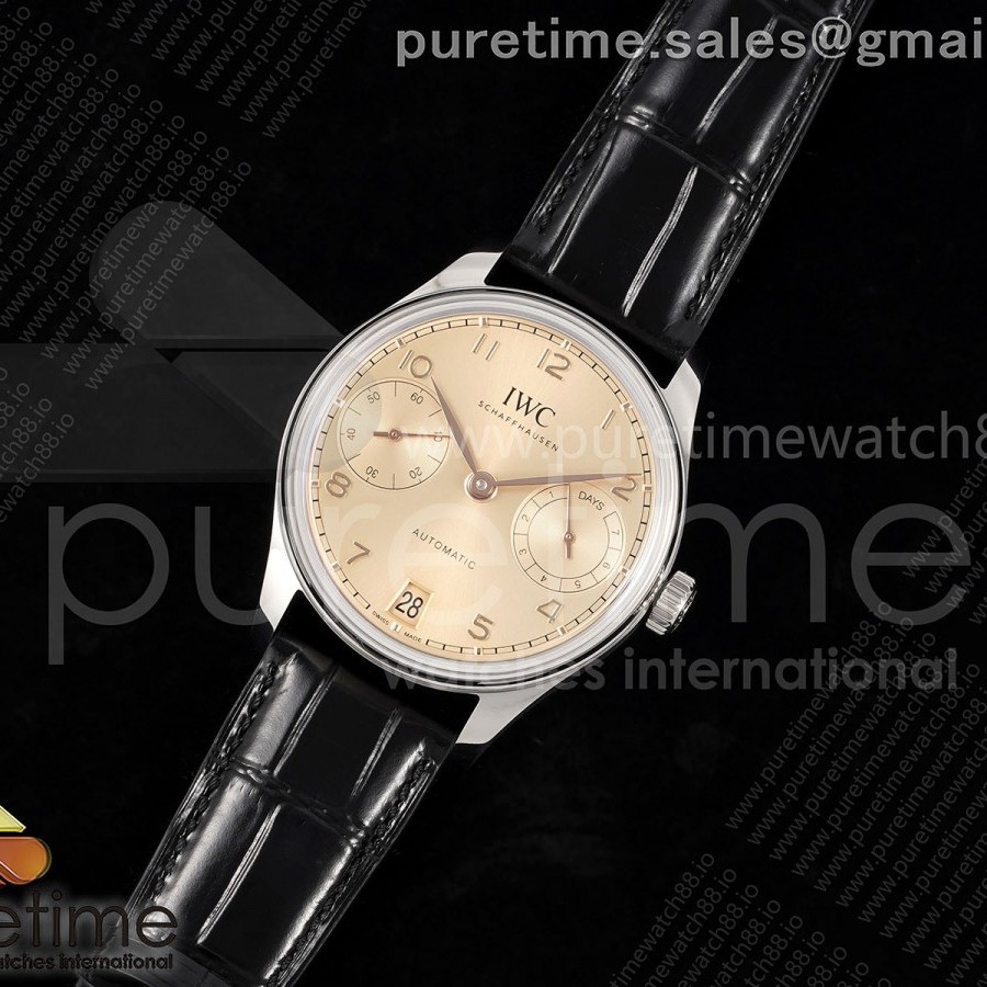 APS공장 IWC 포르투기저 오토메틱 스틸 로즈골드다이얼 블랙가죽스트랩 Portugieser Automatic 42mm SS APSF 1:1 Best Edition RG Dial on Black Leather Strap A52011
