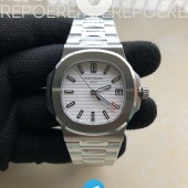 PP공장 V4 노틸러스 점보 화이트다이얼 브레이슬릿 Nautilus Jumbo 5711 Super Replication White Textured Dial on SS Bracelet PPF324 PPF공장