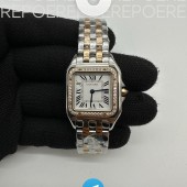 BV공장 까르띠에 팬더 27 로즈골드콤비 다이아몬드베젤 화이트다이얼 브레이슬릿 Panthère 27mm BVF 1:1 Best Edition SS/RG White Dial Diamonds Bezel on SS/RG Bracelet Ronda Quartz