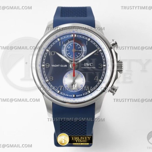 무명공장 IWC 포르투기저 요트 크로노그래프 스틸 블루다이얼 실버하프서브다이얼 러버스트랩 Portuguese Yacht Chrono Wht SS/LE Blue/Blue A7750