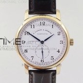 MK공장 아랑에운트죄네 클래식 레귤레이터 로즈골드 금통 화이트아라빅다이얼 가죽스트랩 CLASSIC REGULATOR RG WHITE DIAL NUMERAL MARKERS SEC@6 ON BLACK LEATHER STRAP A74789