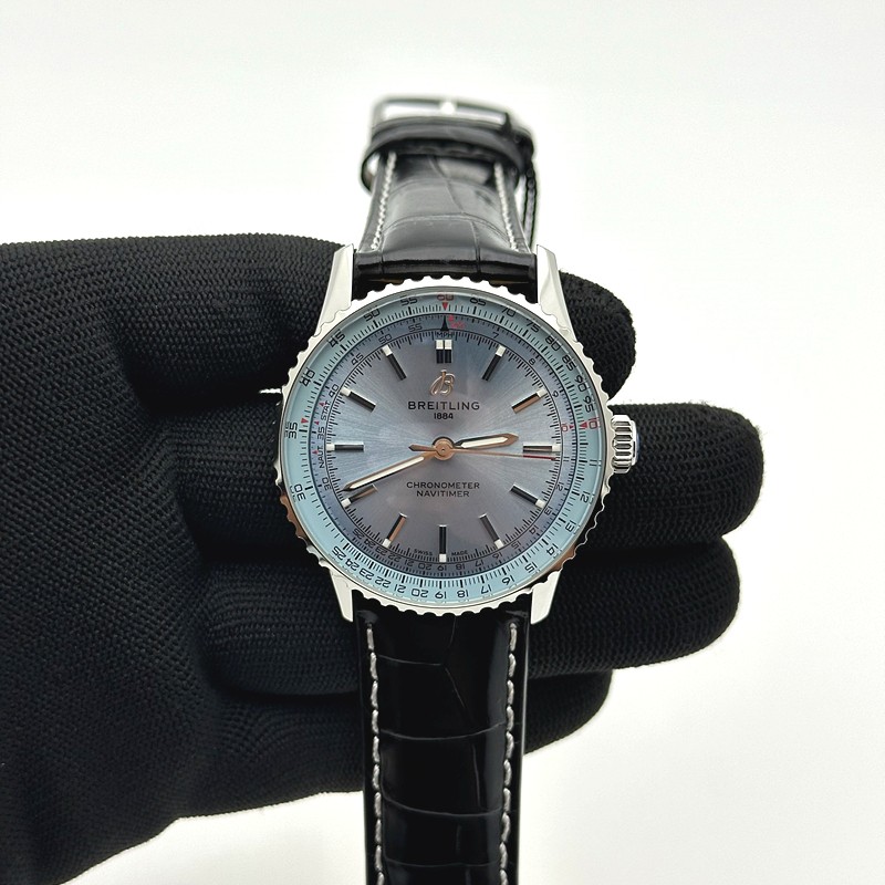 TF공장 브라이틀링 내비타이머 41 아이스블루다이얼 블랙가죽스트랩 Navitimer 41 SS TF 1:1 Best Edition Ice Blue Dial on Black Leather Strap A2824