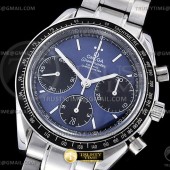 HR공장 오메가 스피드마스터 레이싱 크로노그래프 블루다이얼 브레이슬릿 Speedmaster Racing Chrono 40mm SS/SS Blu/Blk HRF C3330