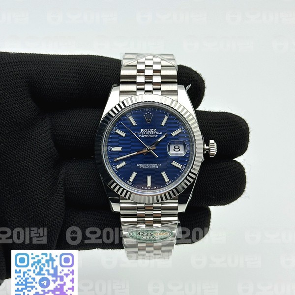 CLEAN공장 롤렉스 데이저스트 41 스틸 블루플루티드다이얼 플루티드베젤 쥬빌레브레이슬릿 클린 DATEJUST 41 126334 CLEAN 1:1 BEST EDITION 904L STEEL BLUE TEXUTED DIAL ON JUBILEE BRACELET VR3235