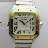 GF공장 까르띠에 산토스 40MM 라지 옐로우골드콤비 스마트링크브레이슬릿 Santos de Cartier 40mm SS/YG GF 1:1 Best Edition White Dial On SS Bracelet MIYOTA 9015