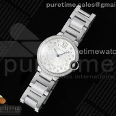 AF공장 까르띠에 발롱블루 36mm 실버텍스쳐다이얼 다이아몬드인덱스 다이아몬드베젤 브레이슬릿 Ballon Bleu 36mm AF 1:1 Best Edition Silver Textured Dial 1 Line Diamonds Bezel on SS Bracelet NH05B