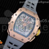KV 리차드밀 RM011 풀로즈골드 크로노그래프 크리스탈스켈레톤 그레이러버스트랩 RM011 RG Chronograph RG Case Crystal Skeleton Dial on Gray Rubber Strap A7750