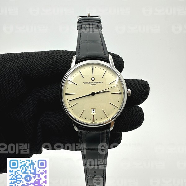 FK공장 바쉐론콘스탄틴 패트리모니 화이트다이얼 가죽스트랩 Patrimony Date SS White Dial on Black Leather Strap MIYOTA 9015