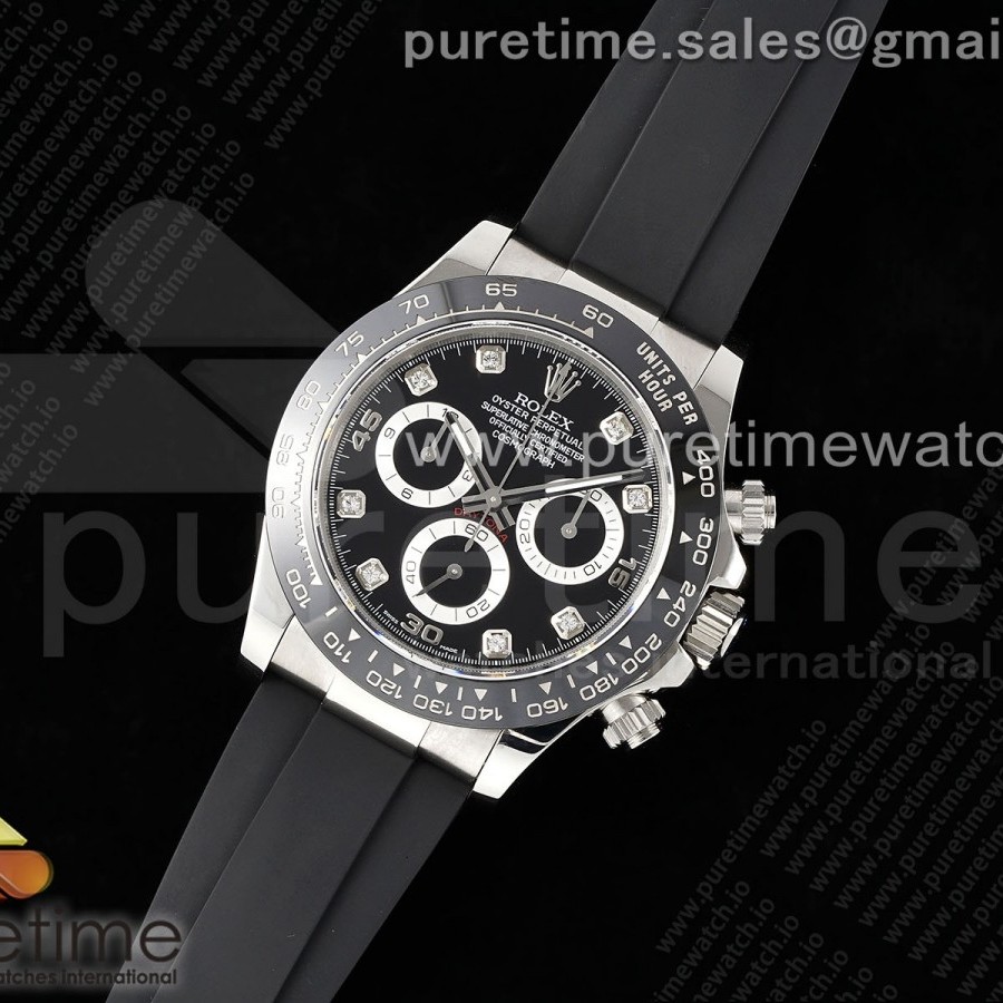 QF공장 롤렉스 세라믹 데이토나 블랙다이얼 8P 다이아몬드인덱스 러버스트랩 Daytona 116519 QF 1:1 Best Edition Black Diamonds Dial on Oysterflex Strap SA4130 V2