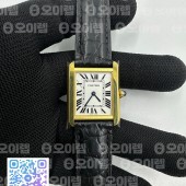 K11공장 까르띠에 옐로우골드금통 탱크솔로 24 악어가죽스트랩 Tank Solo 24mm K11F YG White Dial on Black Leather Strap Ronda Quartz